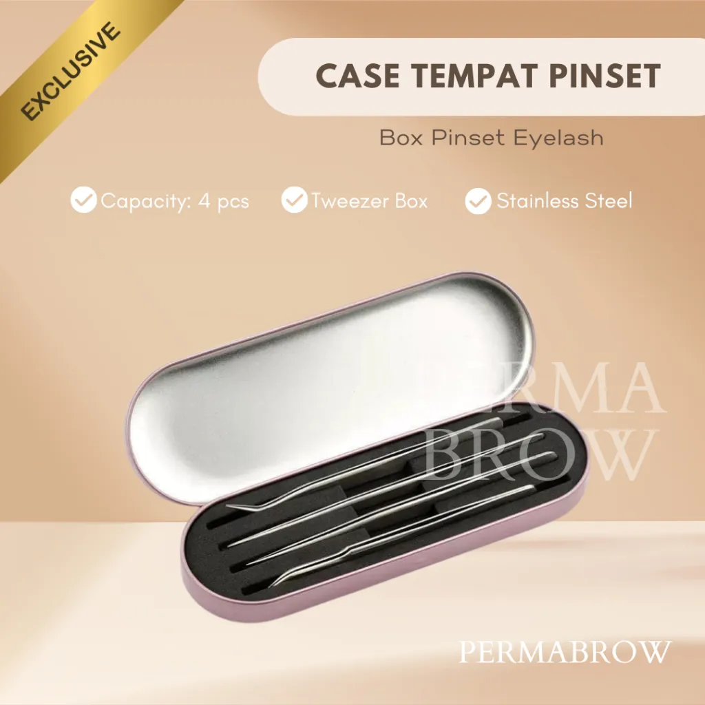 Box Organizer Tweezer Tempat Penyimpanan Pinset Stainless Steel Premium Case Eyelash Extensions Rose