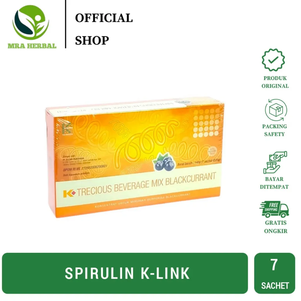 Spirulina Botanical Beverage Mix Blackcurrant Per box 7 Sachet | Spirulina Klink