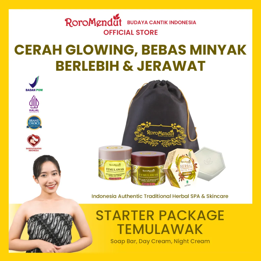 [FORMULA BARU] 𝐑𝐎𝐑𝐎 𝐌𝐄𝐍𝐃𝐔𝐓 Starter Temulawak Anti Acne Brightening Paket Skincare Cream Jerawat Berminyak Komedo | Herbal Rempah Krim Pagi Malam Day Night Facial Wash Face Toner  Sabun Pembersih Wajah Muka Moisturizer Pelembab Berjerawat Whitening
