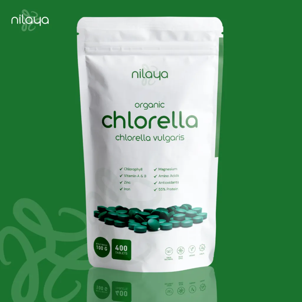 NILAYA Organic Chlorella Tablet sumber Klorofil - 100 grams (400 tablet)