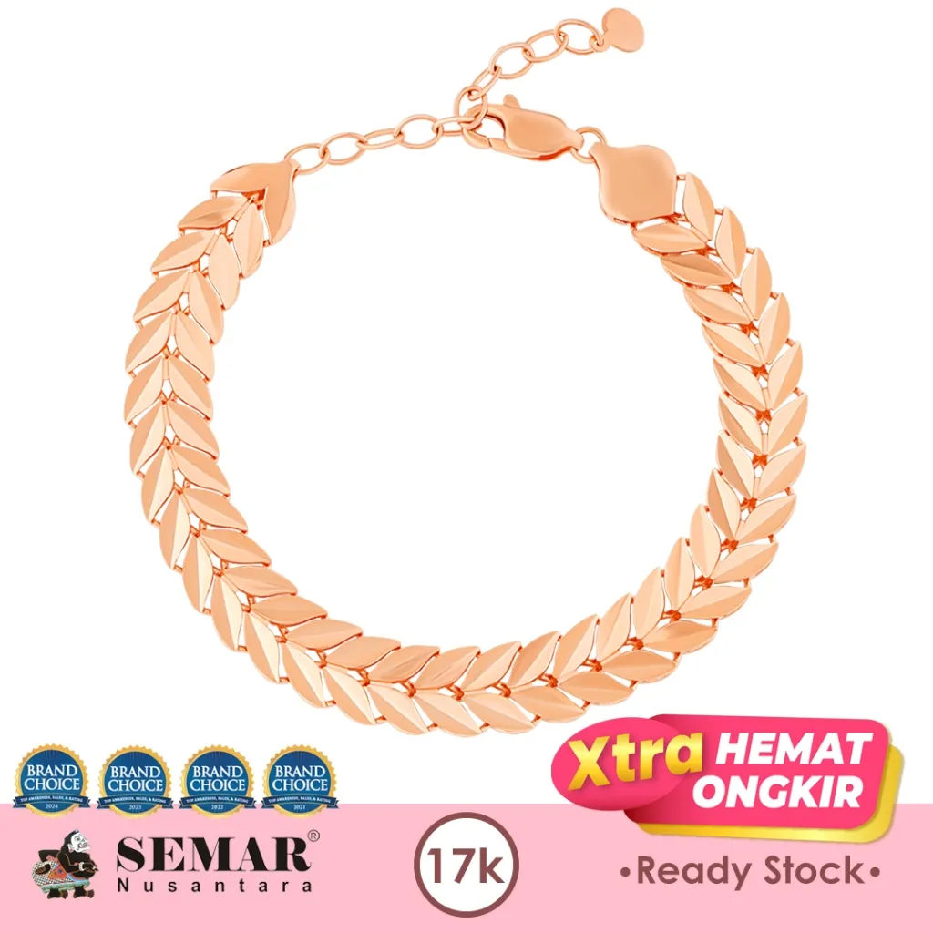 Gelang Emas Willow Leaf Bracelet Rose Gold 17K Semar Nusantara