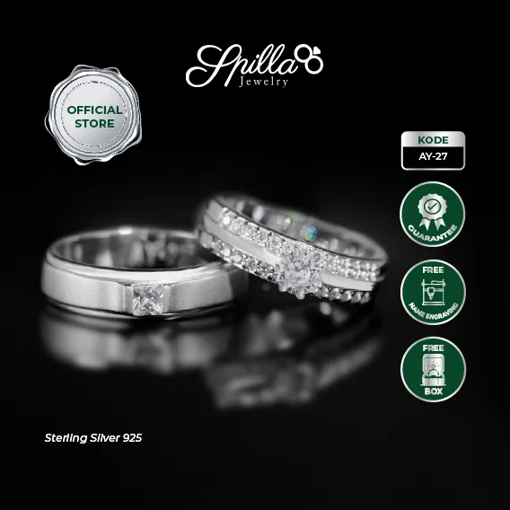 Spilla Jewelry AY-27 Cincin Couple Tunangan Perak (Silver 925)