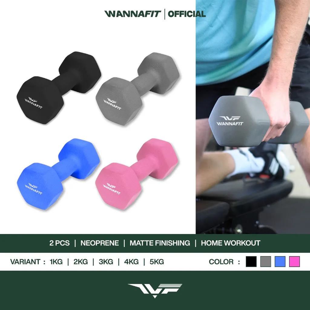 WANNAFIT 2pcs Dumbbell Barbel 1kg 2kg 3kg 4kg 5kg | Dumbell Barbell Vinyl  Neoprene | Alat Latihan Beban