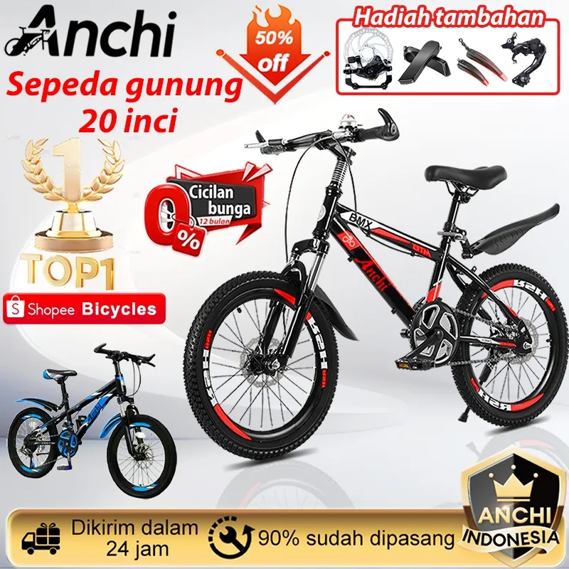 Anchi Sepeda Gunung 20 Inci 7 Speed 5 Tahun Garansi,Sepeda Anak 20-inch MTB