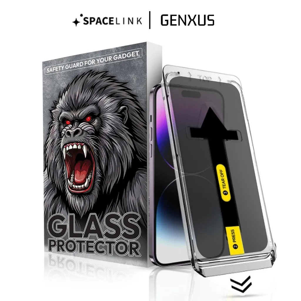 SpaceLink Tempered Glass Privacy Clear Glossy Auto Align Tech / Easy App Premium Screen Protector For Iphone 11/12/13/14/15/16 PRO PROMAX