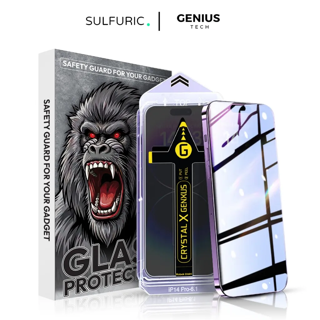 GeniusTech Tempered Glass iPhone Anti Spy Privacy Full Screen 9H Anti Gores Untuk Iphone X-16 Series