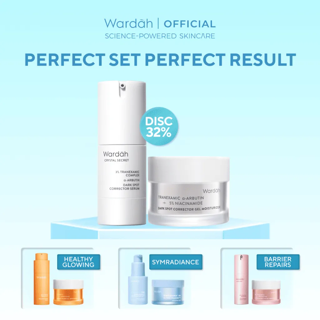 WARDAH Perfect Set Moisturizer + Serum For Perfect Result - Acne Solver Care, Bright Barrier, Repair Boost, Healthy Glowing, Oily Skin, Acne Prone, Peeling, Youthful Skin, Dark Spot, Symradiance, Daytime & Overnight Routine -  Skincare
