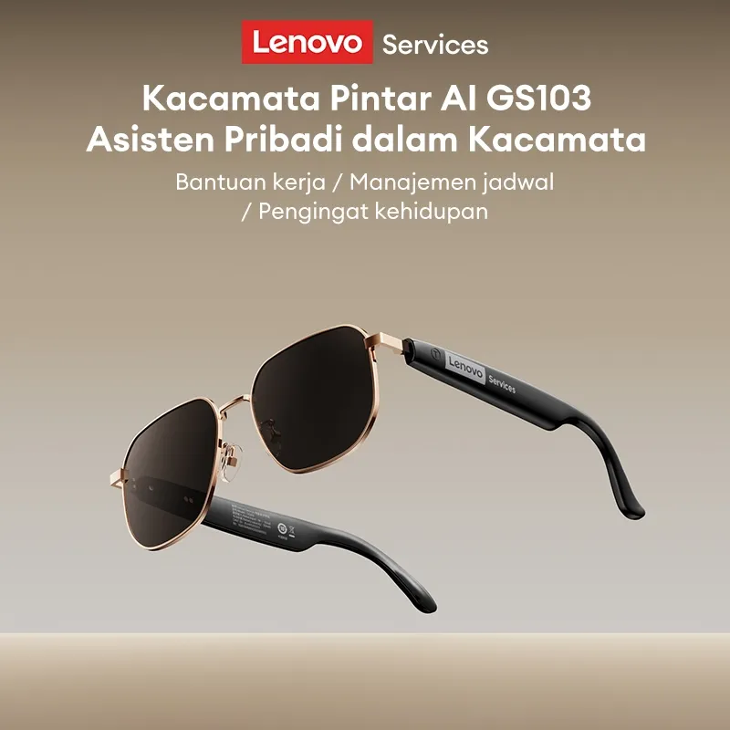 Lenovo Services GS103 AI Smart Kacamata Bluetooth Upgraded 6.0 Sunglasses Multifunctional Dual Speakers Noise Reduction HD Call With Mic