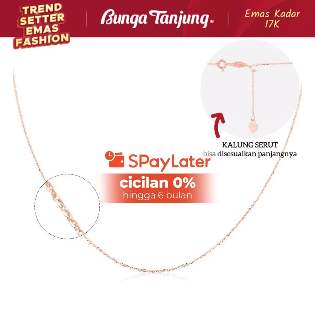 KALUNG POLOS SERUT RINGAN - EMAS 17K - BUNGA TANJUNG GOLD