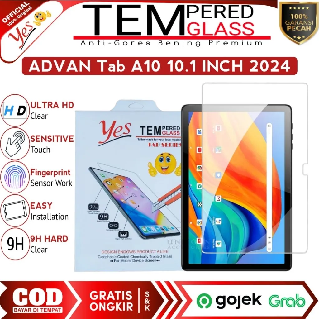 Advan Tab A10 | 10.1 inch 2024 Wifi Tempered Glass YES Anti Gores Kaca Bening Premium
