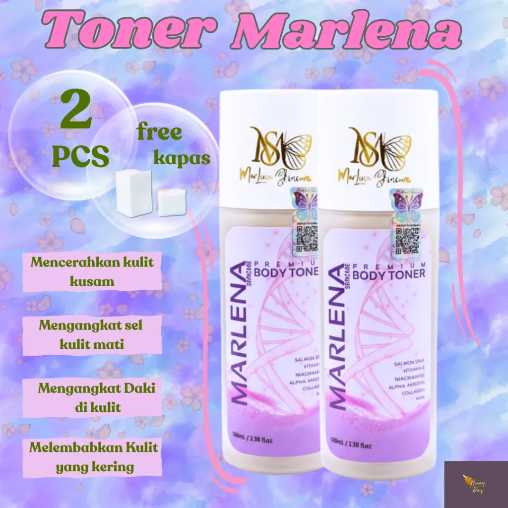 MARLENA TONER  WHITENING PAKET 2 BOTOL FREE KAPAS AHA