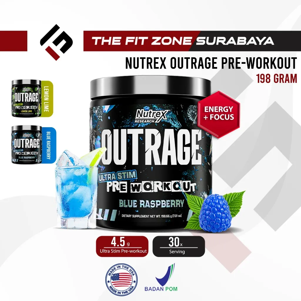 Nutrex Research Outrage 30 Servings Ultra Stim Pre-Workout Energy Focus & Power