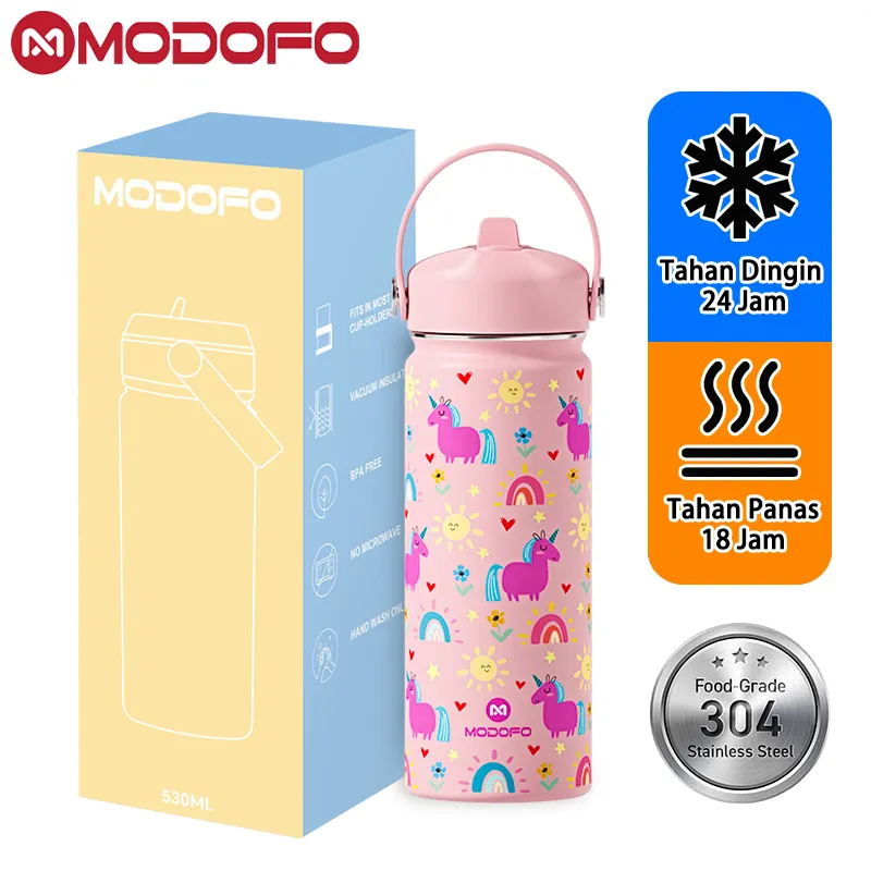 MODOFO Tumbler Stainless Tahan Panas Dingin 24 Jam 530ml Tumblr Anak Perempuan Aesthetic Termos Air Panas
