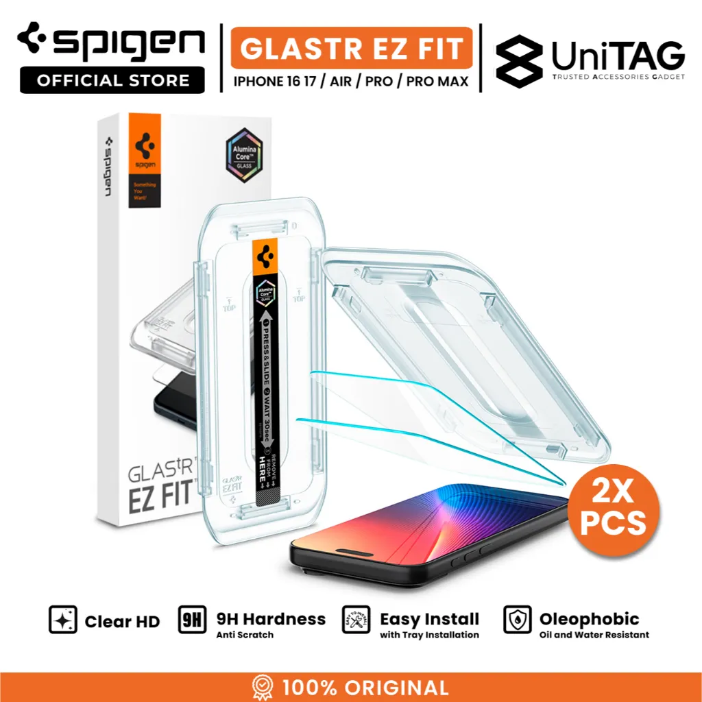 SPIGEN Tempered Glass iPhone 17 16 Pro Max GlastR EZ Fit 2 Pack with Tray Clear Privacy
