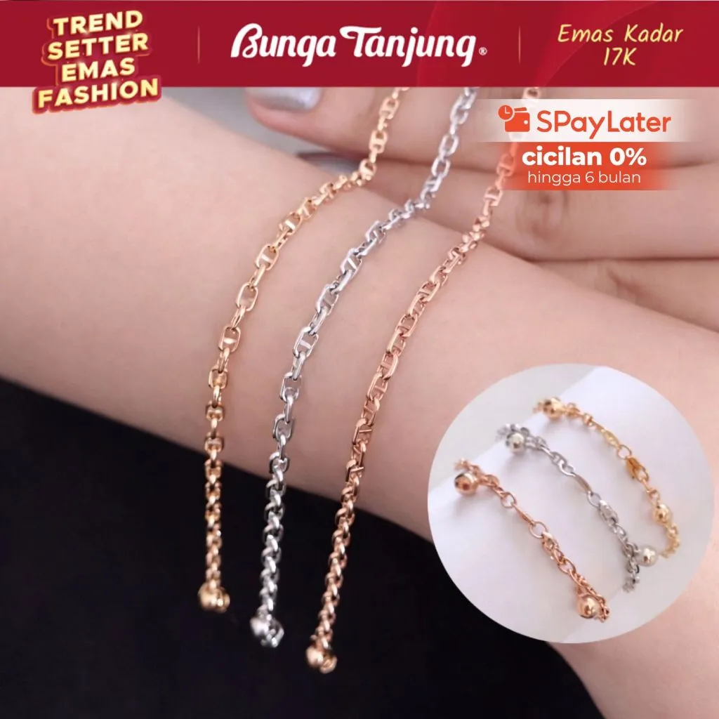 GELANG HERME BELL - EMAS 17K - BUNGA TANJUNG GOLD