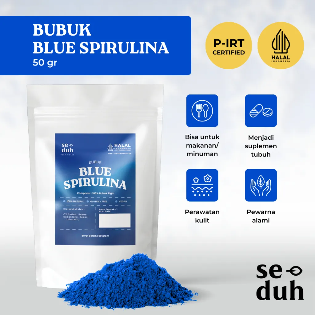 SEDUH TEA & TISANE | Blue Spirulina Powder / Bubuk Spirulina Biru / Superfood Algae Powder 50 Gram
