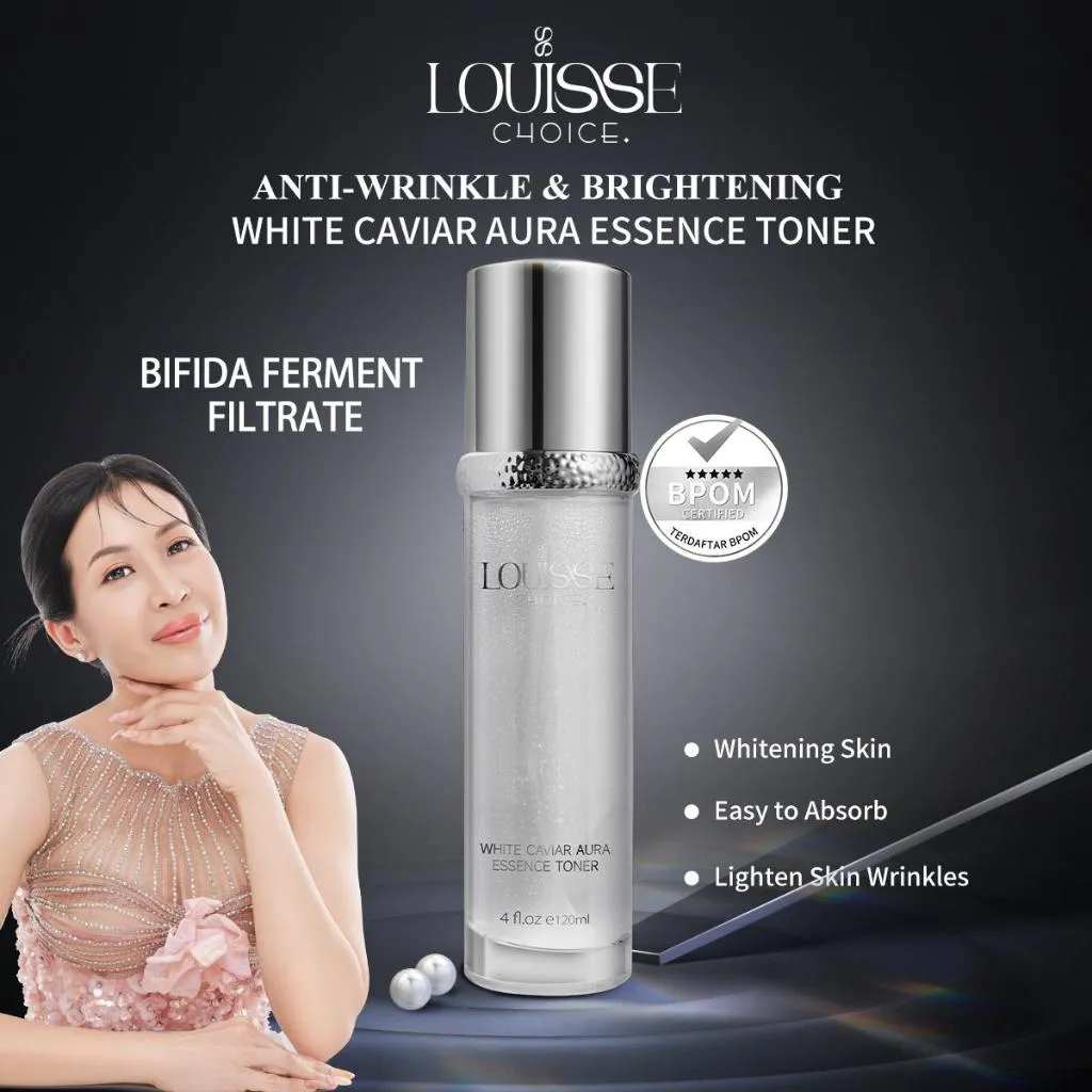 [LIVE]LOUISSE CHOICE White Caviar AURA ESSENCE TONER 120ml BPOM Bifida Ferment Filtrate Whitening Brightening Moisturizing