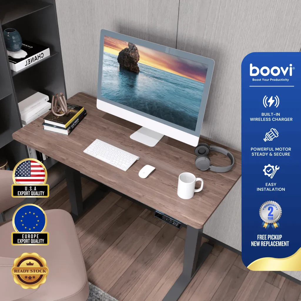 Boovi Meja Kerja Elektrik Single Motor Meja Belajar Komputer Kantor Gaming Adjustable Standing Desk