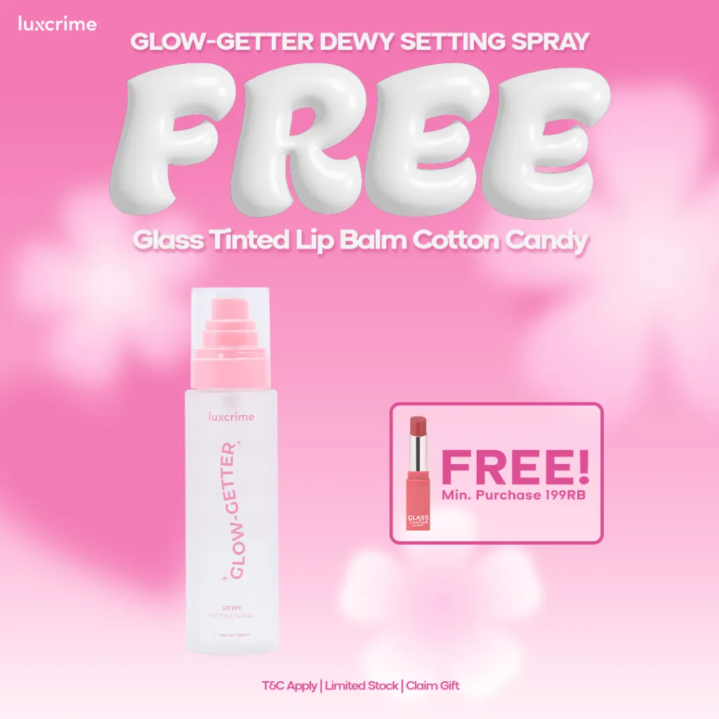 Luxcrime Glow-Getter Dewy Setting Spray - Untuk Makeup Tahan Lama Transferproof & Melembabkan Kulit Tahan 24 Jam