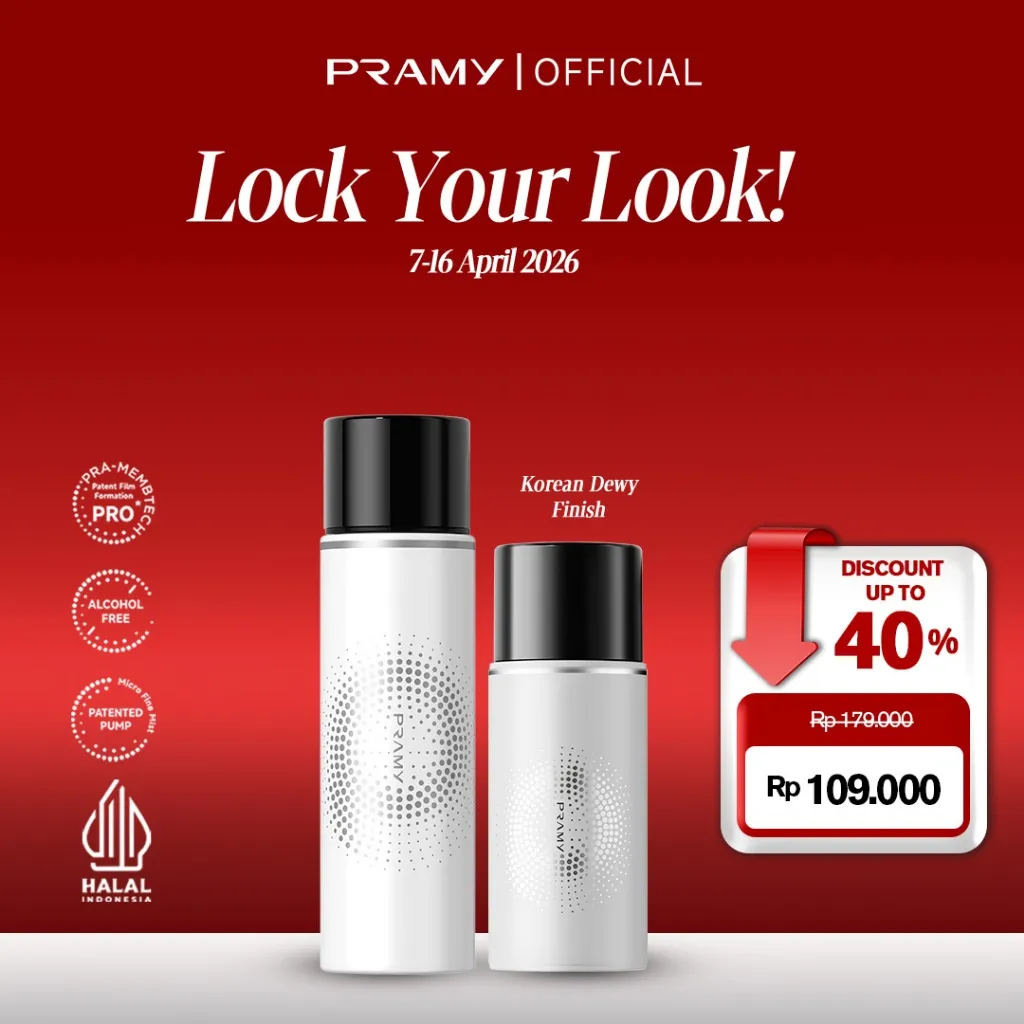 Pramy Moisturizing Setting Spray Dewy Finish – All Size | Long Lasting Makeup Hingga 12 Jam | Moisturizing Flawless Micro Fine Mist |  Melembabkan Kulit dan Mengontrol Minyak Berlebih