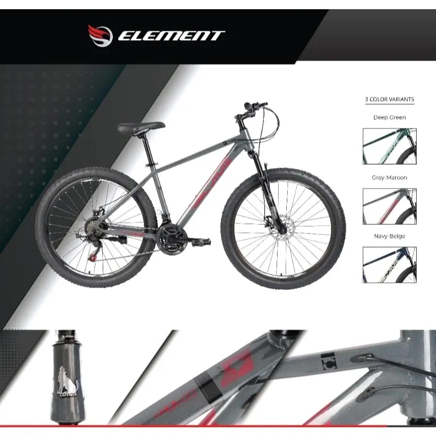 ELEMENT Sepeda Gunung MTB COYOTE - MORTEIN - VELION 27,5 - 26 - 24 - 20 INCH MTB OPERAN 21 SPEED Disc Brake Usia Remaja sampai Dewasa SNI ORI ASLI