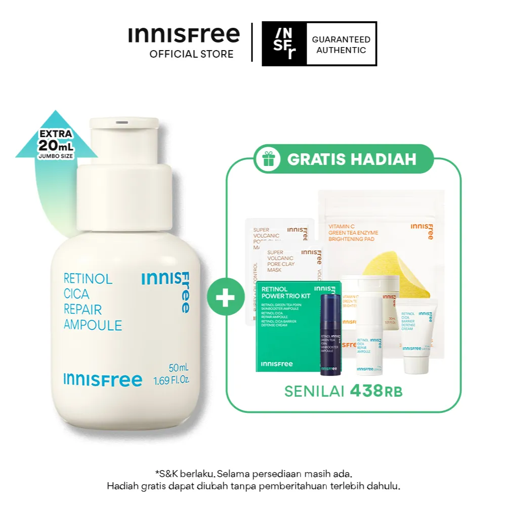 Buy 1 Get 7 Innisfree Retinol Cica Repair Ampoule 50ml Set Bundle - Acne & Soothing Care Serum