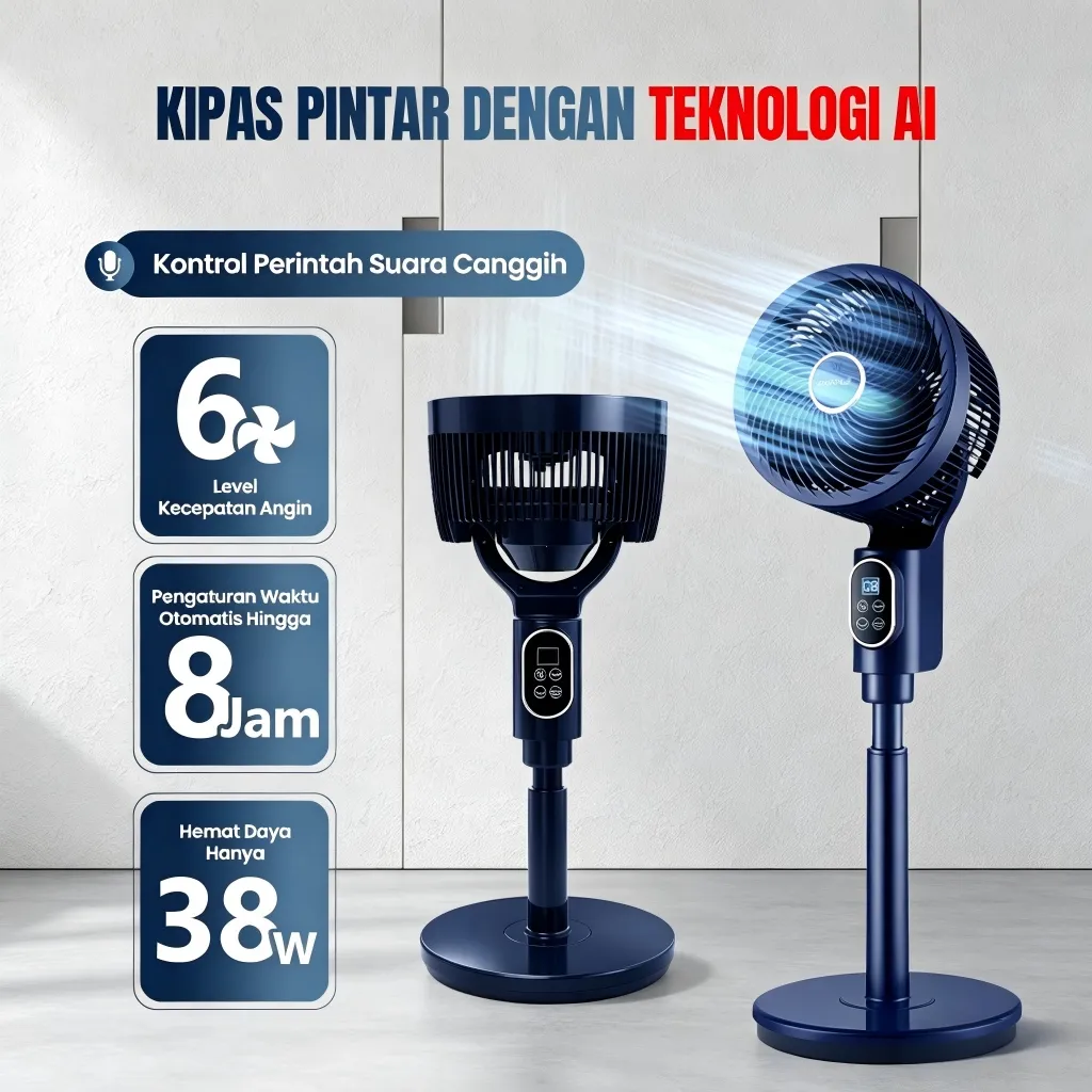 [BARU] Bebek Pintar Kipas Angin Berdiri Inverter DC 6-Kecepatan - Kontrol Suara Pintar Air Cooler Diffuser, Osilasi 3D , Silent Kipas Angin Acl Pengatur Udara Home Use  Smart Fan