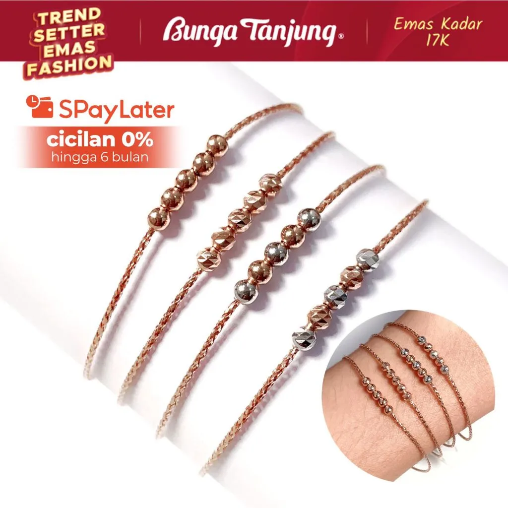 GELANG CHOKER BOBBA SUPER RINGAN - EMAS 17K - BUNGA TANJUNG GOLD