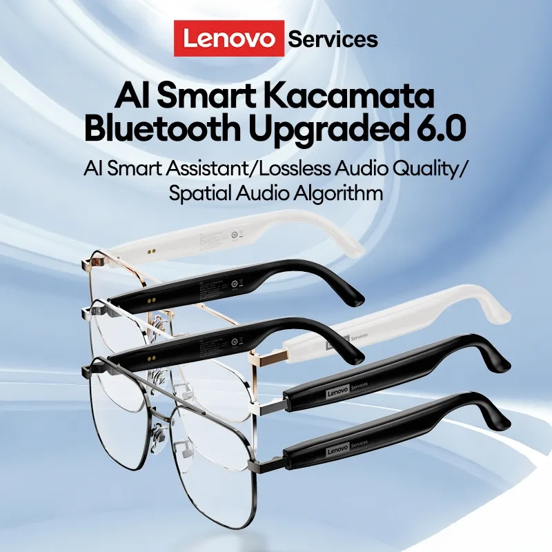 Lenovo Services GS105 AI Smart Kacamata Bluetooth 6.0 Glasses Headset Multifunctional High-Definition Lossless Audio Hands-Free HD Call With Dual Mic
