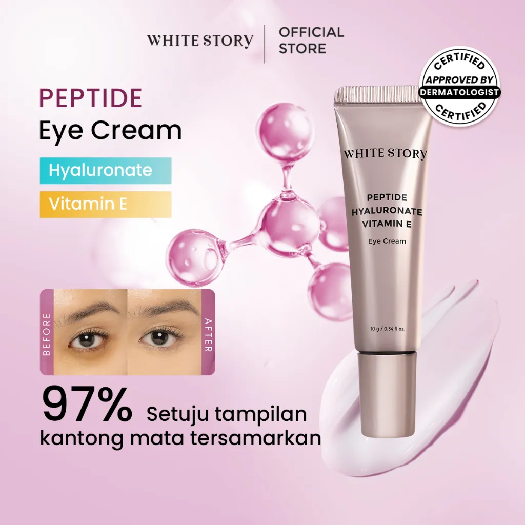 White Story Peptide Eye Cream - Krim Mata Atasi Kerutan, Garis Halus, Kantung Mata, Dan Mata Panda
