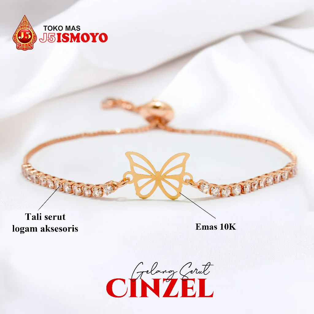 Gelang Tali Serut Kombinasi Emas Cinzel J5 Ismoyo