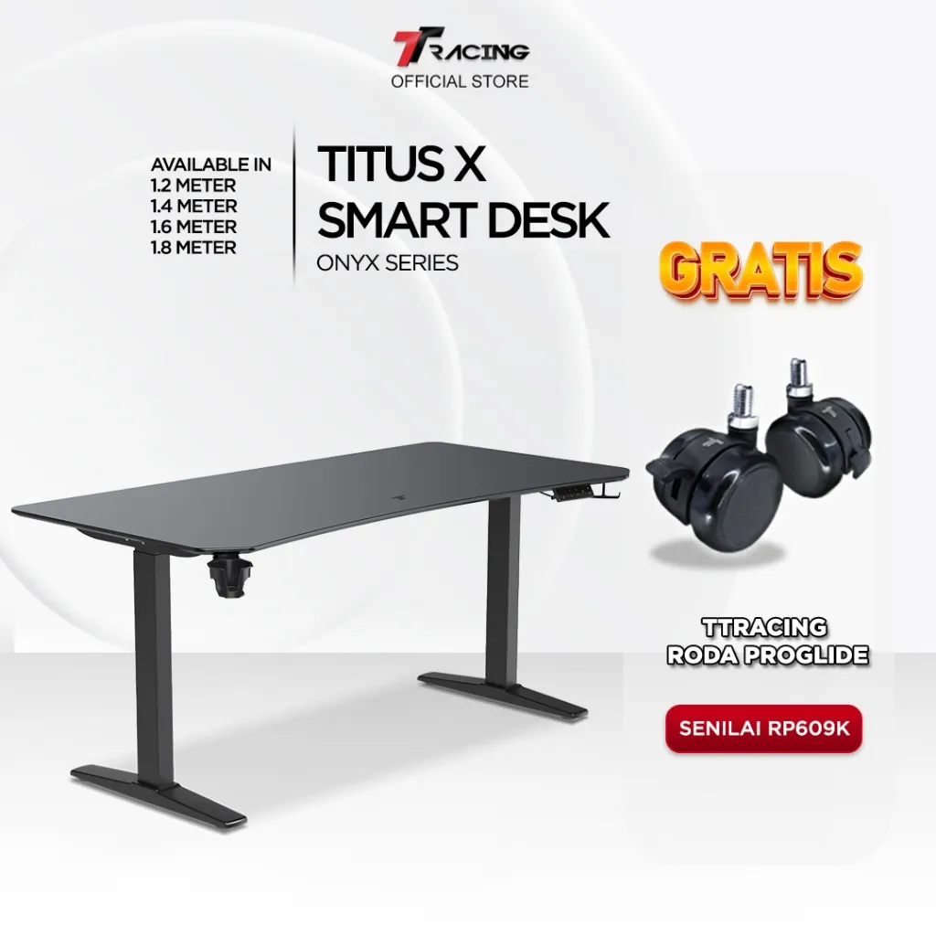TTRacing TITUS X Meja Kantor Pintar | Meja Elektrik | Smart Desk | Office & Gaming [Garansi 2 Tahun]