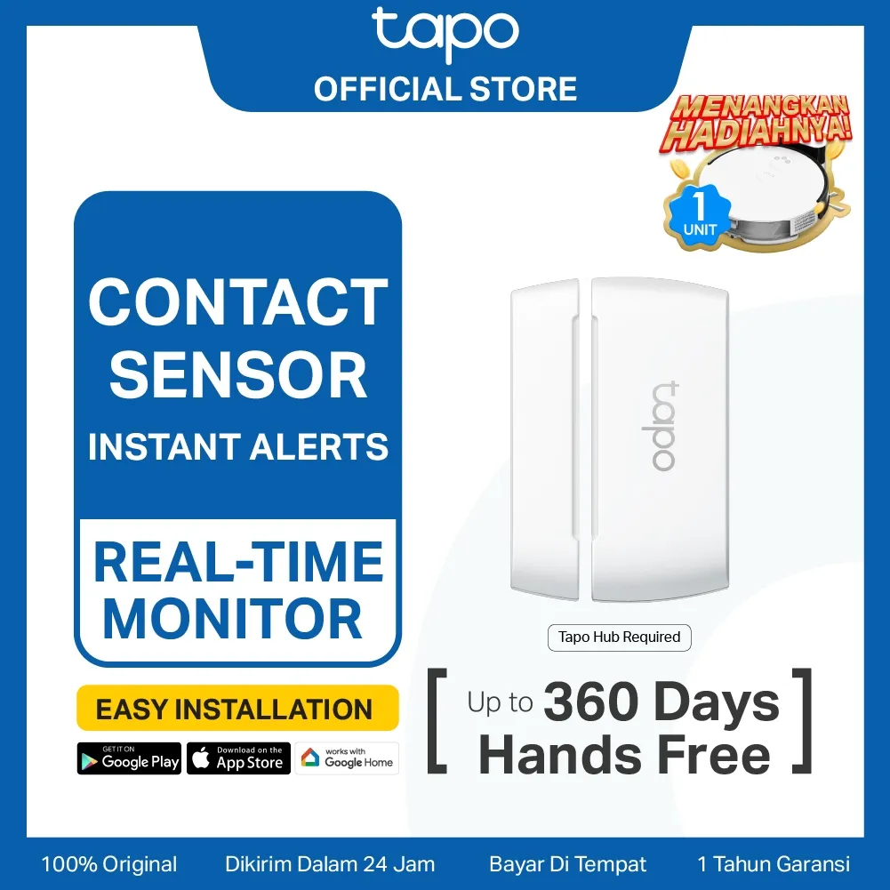 TAPO T110 Smart Battery Contact Sensor Motion Detection Integrated TAPO Ecosystem Instant App Notification IoT Smart Home