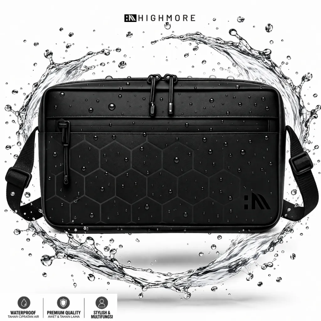 Highmore HEXA Original Tas Selempang Pria 3in1 Multifungsi Waterproof – Sling Bag Clutch Bag Handbag