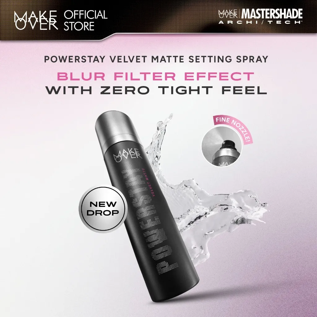 NEW LAUNCH! MAKE OVER Powerstay Velvet Matte Setting Spray - Blurred, Transfer-proof, Smudgeproof -
