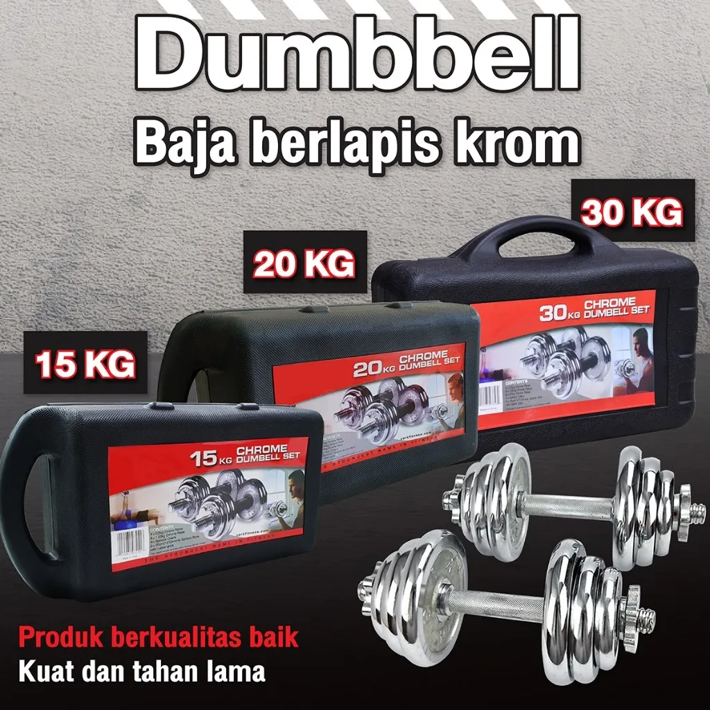Better Sport Dumbell Chrome Set 15kg 20kg 30kg Barbel Chrome Set Alat Olahraga Angkat Beban