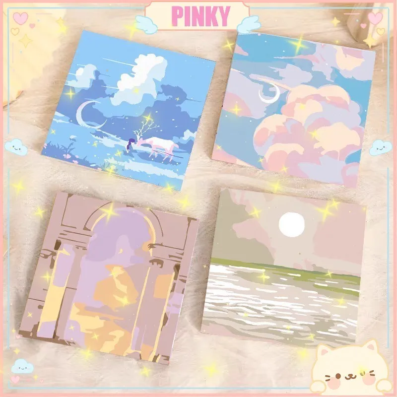 SET MELUKIS SESUAI DENGAN URUTAN ANGKA GAMBAR PEMANDANGAN INDAH FREE CAT DAN KUAS LUKIS