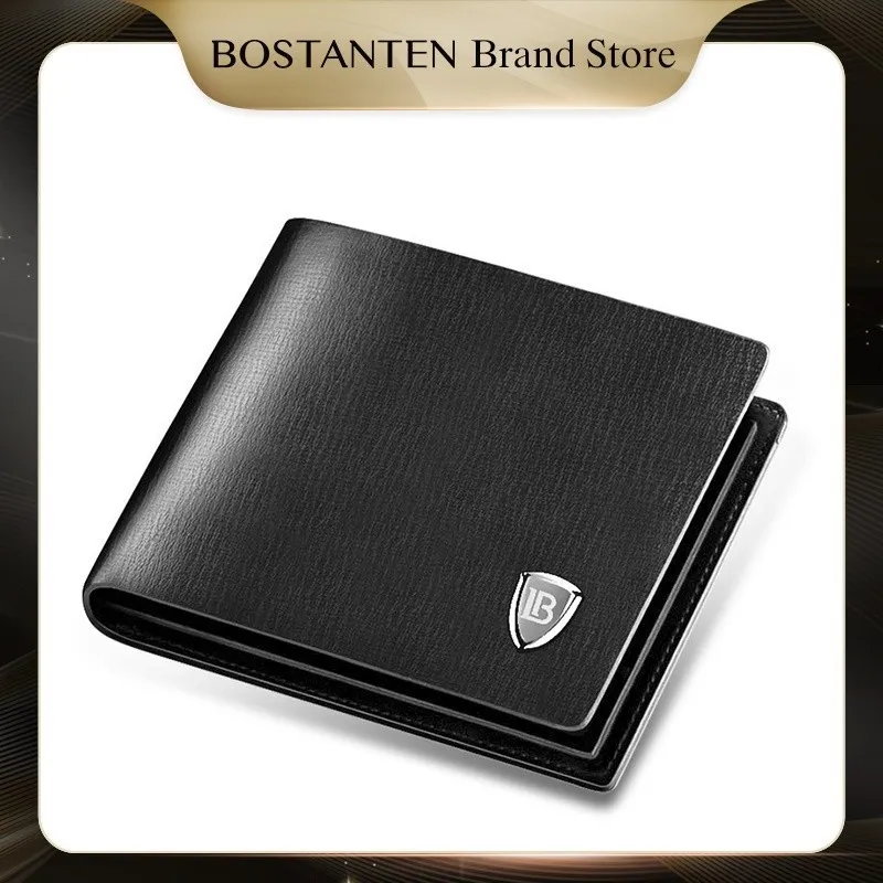 BOSTANTEN Dompet Lipat Pria Bahan Kulit Sapi Asli Hitam