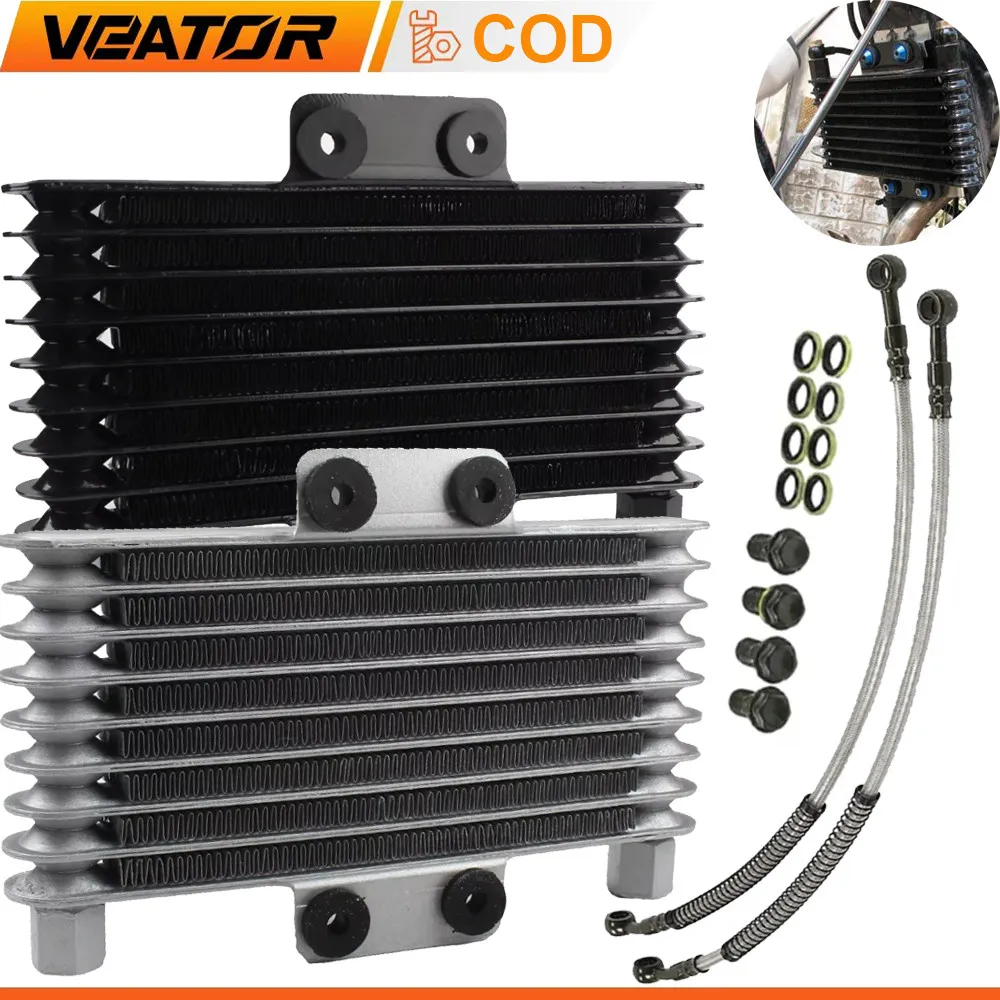 Motorcycle Oil Cooler Oil Engine Radiator Mesin Pendingin Oli Sepeda Motor Universal Radiator Mesin Pendingin Aluminium 125ml untuk Sepeda Motor Dirt Bike ATV 125CC-250CC