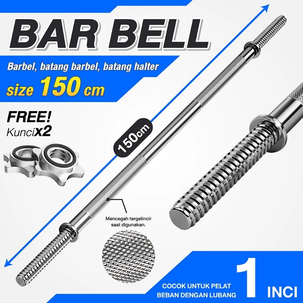 Better Sport Stick Barbel Rod 150cm Free Weight Plate Stopper