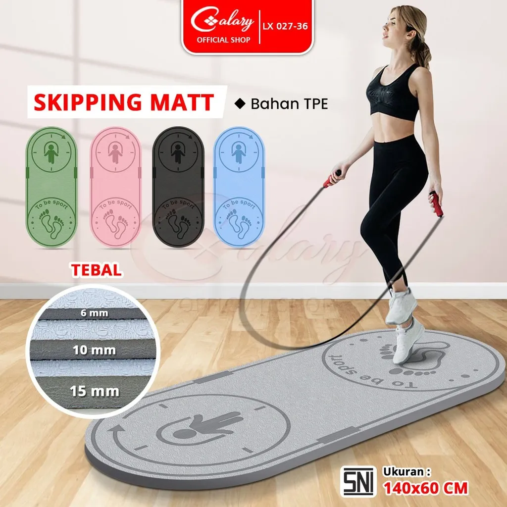 CALARY Skipping Mat 6-10-15mm Matras Jump Rope Empuk Lompat Tali Olahraga Fitness Jumping Mat Anti Slip 027-36