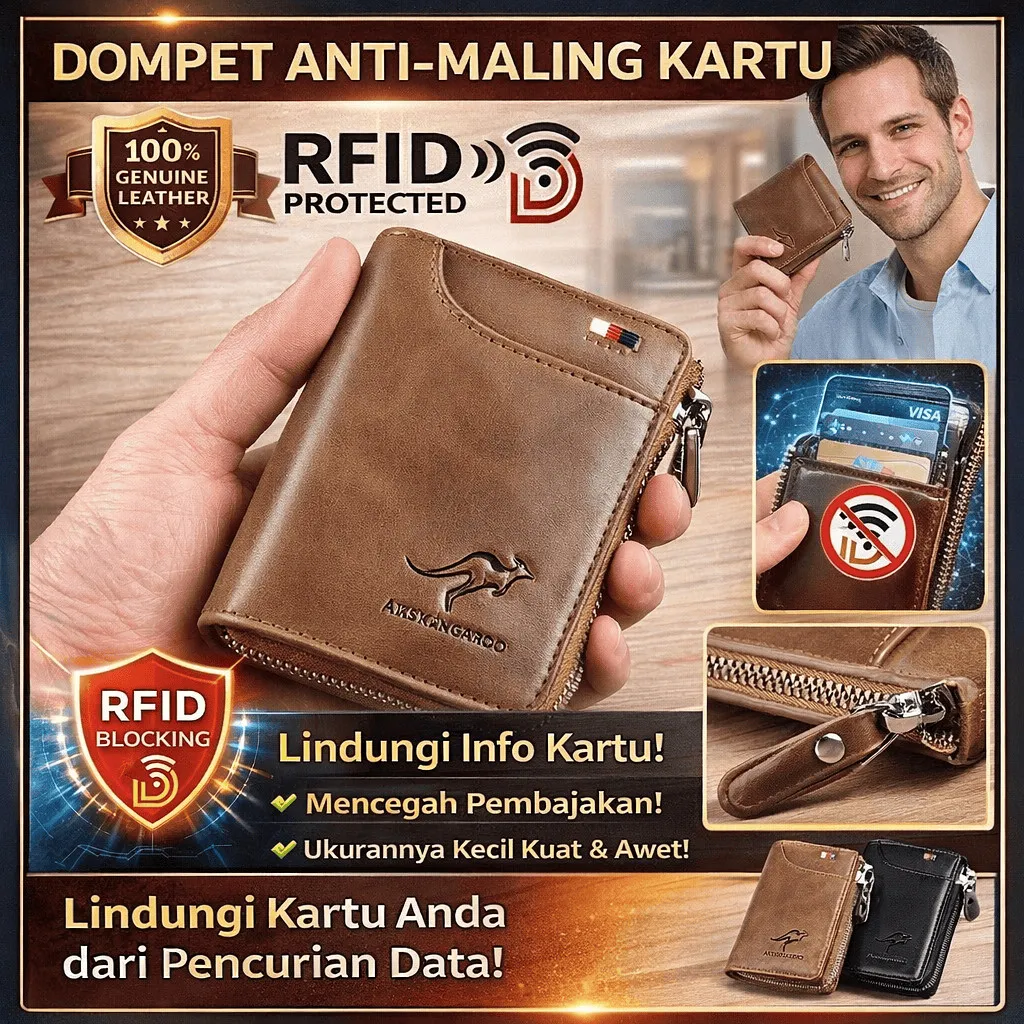 Dompet Anti Maling Kulit Asli/Dompet Multi Lapis/Dompet Anti Maling Pria/Dompet Anti Maling Kanguru/Dompet Anti Magnet Asli/Dompet Kartu Multifungsi/Kulit Asli Dompet Lipat Pria/Dompet Multifungsi Pria
