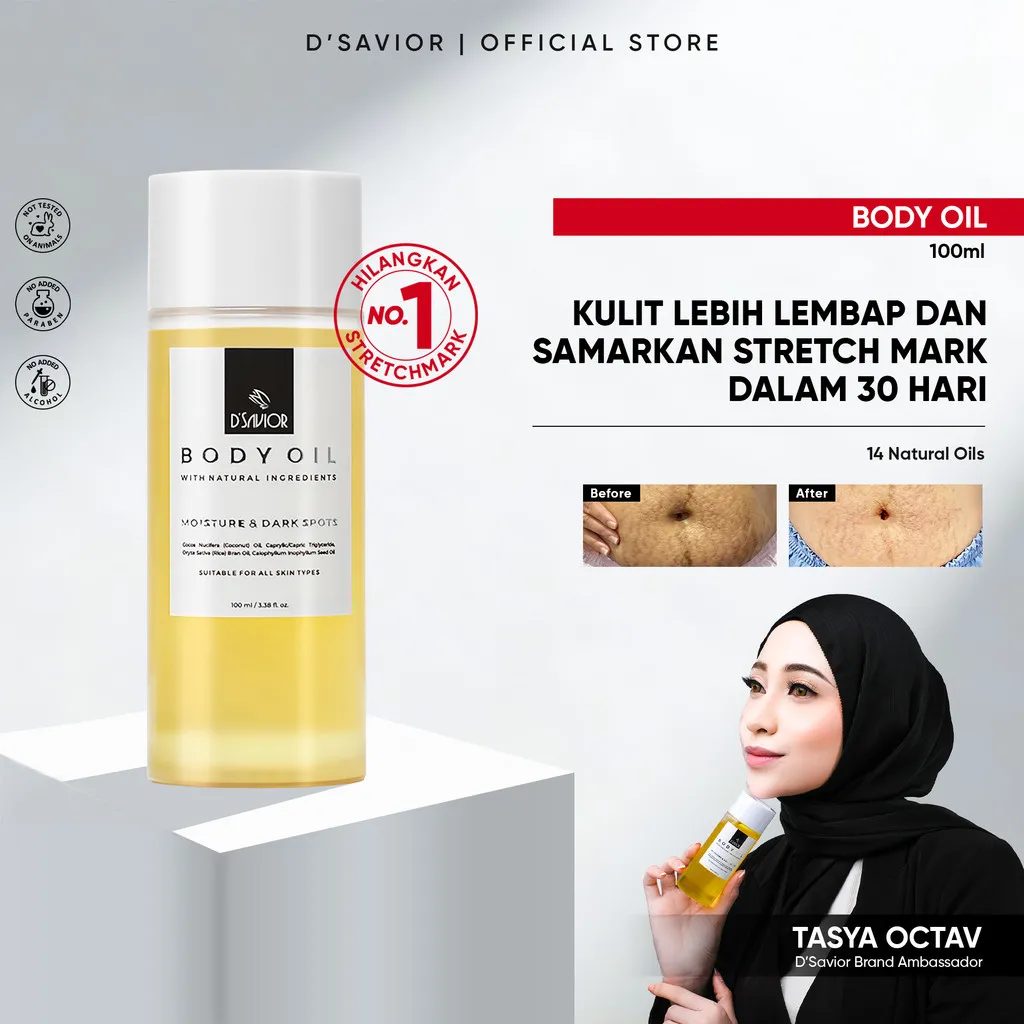 [NEW SIZE] D’SAVIOR Body Oil 100ml | Penghilang Bekas Luka, Eksim, Psioriasis, Stretchmark dan Gatal Alergi