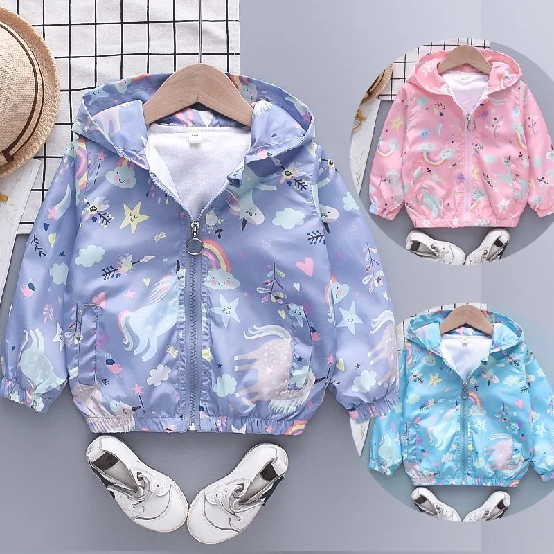 Jaket Anak Perempuan Jaket Parasut Motif Unicorn Jaket Sepeda Anak Anti Angin