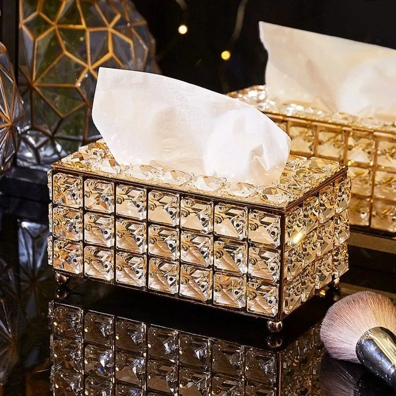 Kotak Tisu | tempat tissue gold | Tempat Tisu Kaca Elegant | Kotak Tissue Kristal | Tempat tisu emas | tissu organizaer | tissue box premium crystal
