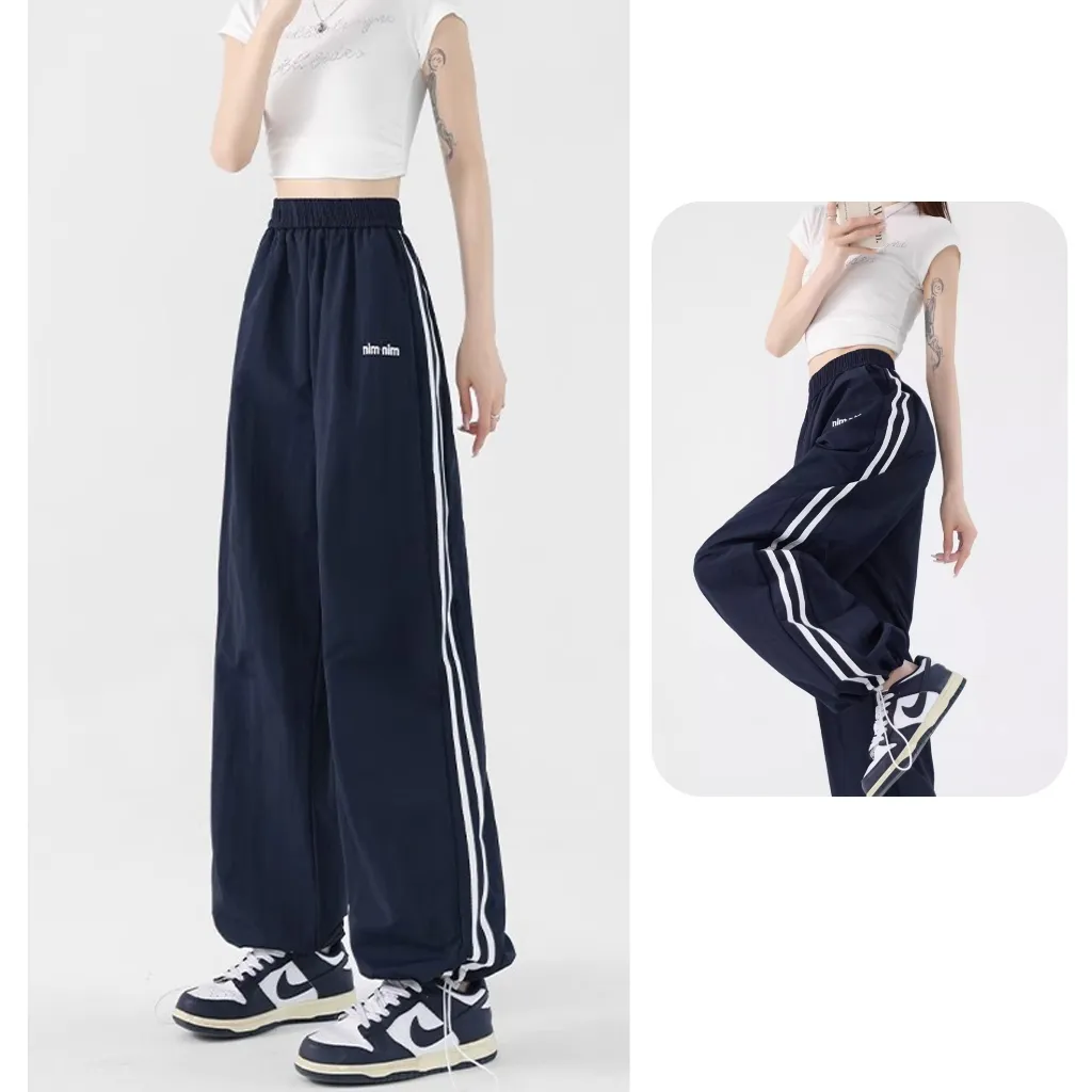 keygirl Celana Panjang Wanita Polos celana training Kasual/Jazz Dance Pants women's summer thin track pants loose hip hop hip hop letter sweatpants
