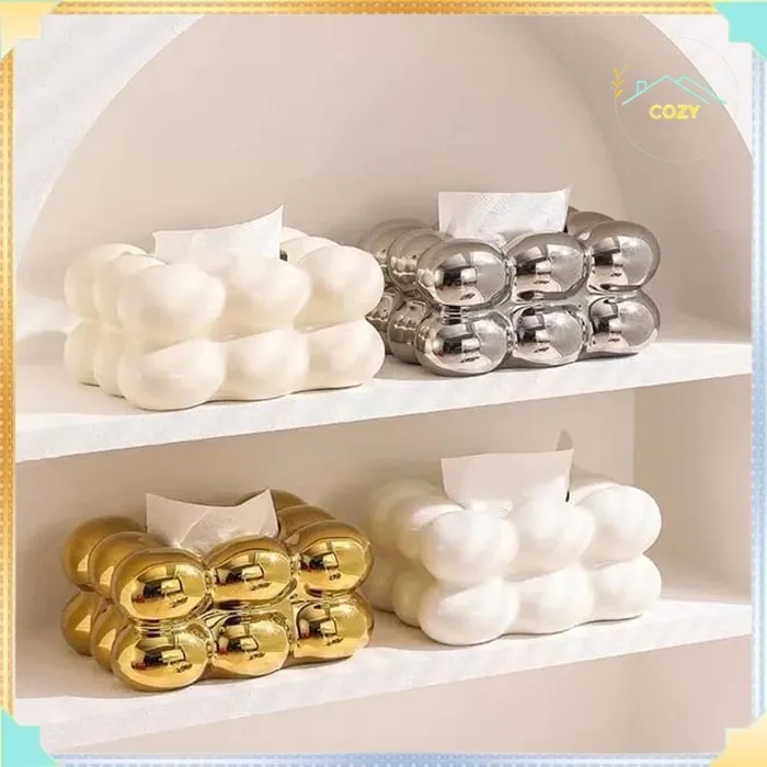 KOTAK TISSUE Tisu Keramik Model Marshmallow Bantal Modern Mewah Tissue BOX GOLD