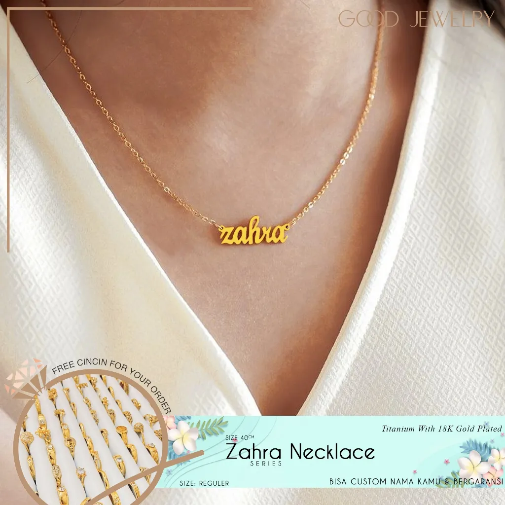 Good Jewelry – Kalung Nama Titanium Wanita Stainless Steel Anti Karat Alergi, Zahra Series