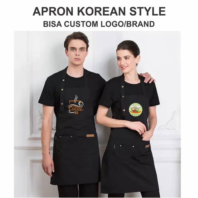 Apron Barista Anti Air celemek masak Waterproof Pria Wanita Chef Pelayan Cafe waiter Original Handmade Pvc