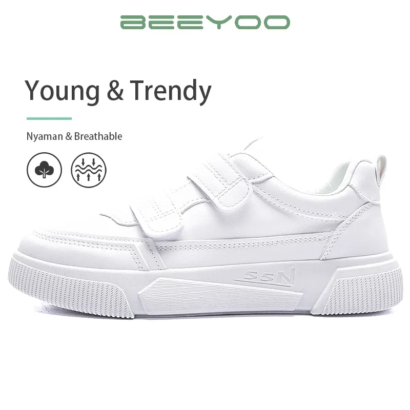 Beeyoo Sepatu Wanita Tanpa Tali Sneakers Wanita Fashion Sport Shoes Kets Putih Polos WK101